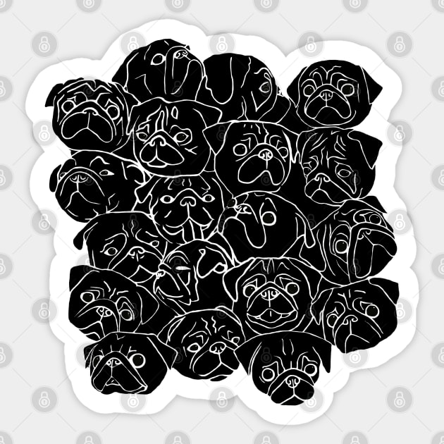 Black Pugs Sticker by ahadden